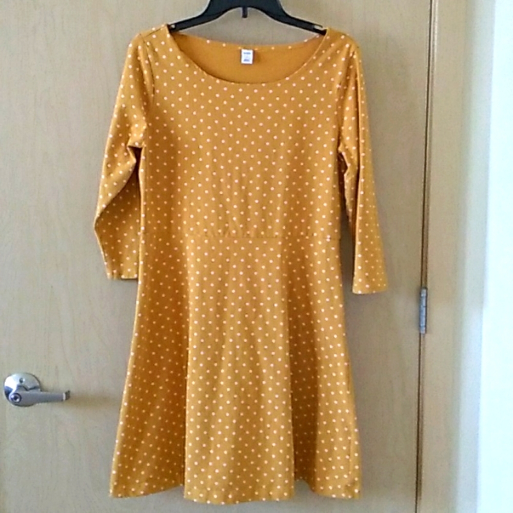 Old Navy Yellow Polka Dot Dress (L)